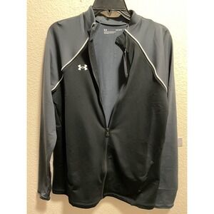 Under Armour Women Loose Fit Full‎ Zip Jacket Gray Black Athletic Size LG